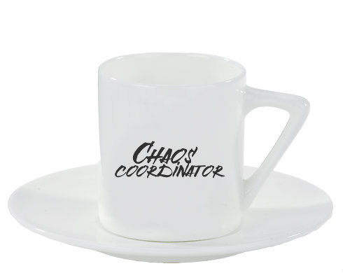 koordinátor chaosu Espresso hrnek s podšálkem 100ml - Bílá