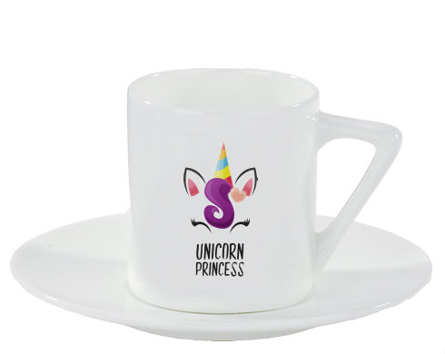 Unicorn princess Espresso hrnek s podšálkem 100ml - Bílá