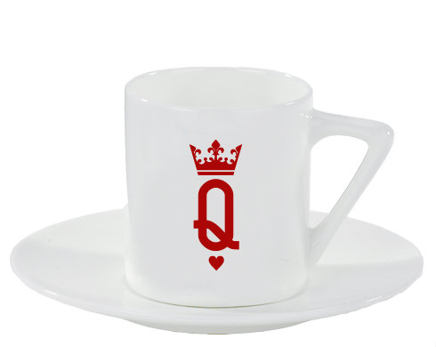 Q as queen Espresso hrnek s podšálkem 100ml - Bílá