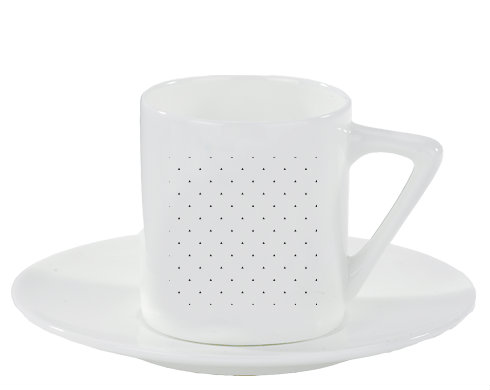 Minimal triangle pattern Espresso hrnek s podšálkem 100ml - Bílá