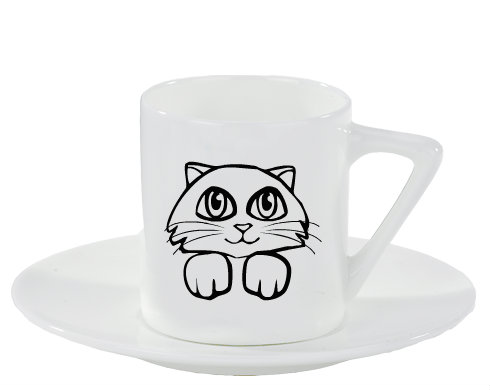 Kočička Espresso hrnek s podšálkem 100ml - Bílá