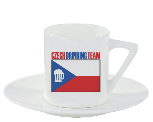Czech drinking team Espresso hrnek s podšálkem 100ml - Bílá