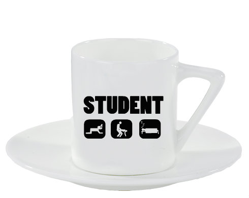 Student Espresso hrnek s podšálkem 100ml - Bílá