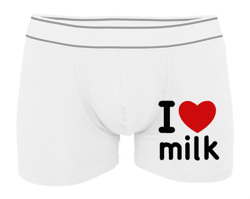 I Love milk Pánské boxerky Contrast - Bílá