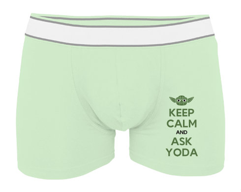Keep calm and ask yoda Pánské boxerky Contrast - Bílá