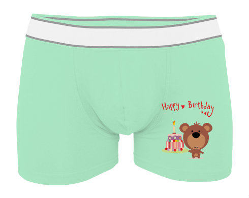 Happy Birthday Bear Pánské boxerky Contrast - Bílá