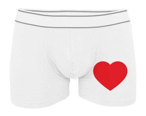 Jednoduché srdce Pánské boxerky Contrast - Bílá