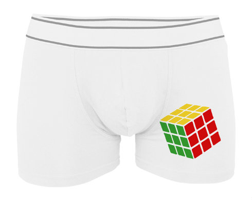 Rubikova kostka Pánské boxerky Contrast - Bílá