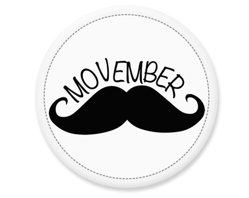 Movember Moustache Placka - Bílá