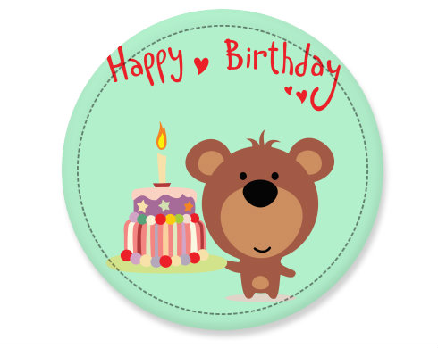 Happy Birthday Bear Placka - Bílá