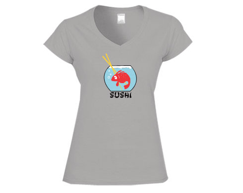 Sushi Dámské tričko V-výstřih - Bílá