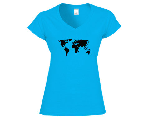 Mapa světa Dámské tričko V-výstřih - Bílá