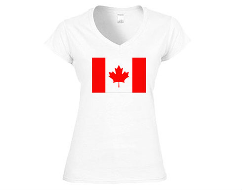 Kanada Dámské tričko V-výstřih - Bílá