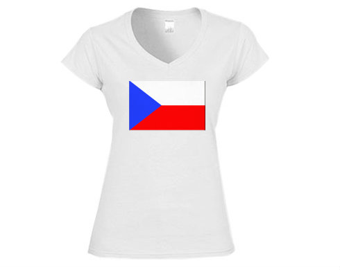 Česká republika Dámské tričko V-výstřih - Bílá