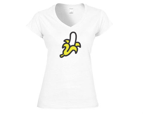 Banán Dámské tričko V-výstřih - Bílá