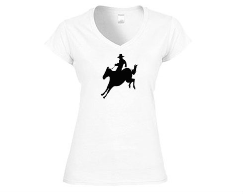 Cowboy Dámské tričko V-výstřih - Bílá
