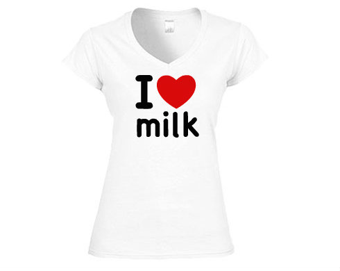 I Love milk Dámské tričko V-výstřih - Bílá