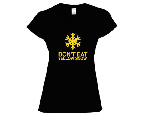 DONT EAT YELLOW SNOW Dámské tričko V-výstřih - Bílá