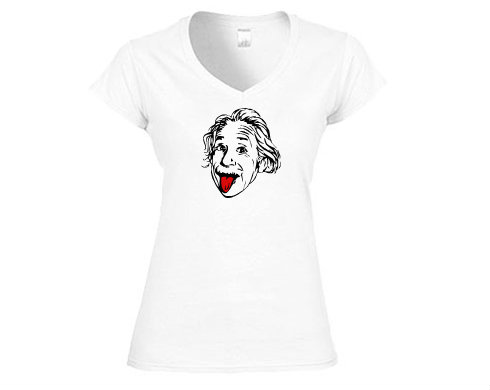 Einstein Dámské tričko V-výstřih - Bílá