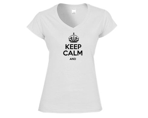 Keep calm Dámské tričko V-výstřih - Bílá