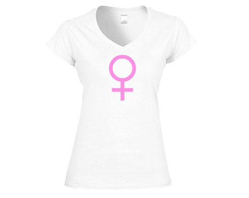 Žena pohlaví symbol Dámské tričko V-výstřih - Bílá