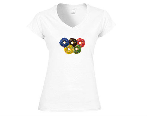 Donut olympics Dámské tričko V-výstřih - Bílá