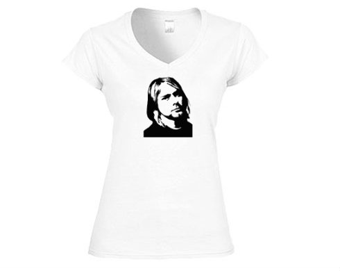 Kurt Cobain Dámské tričko V-výstřih - Bílá