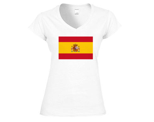 Španělská vlajka Dámské tričko V-výstřih - Bílá