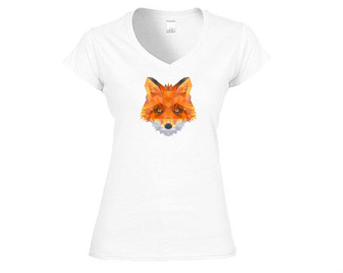 liška Dámské tričko V-výstřih - Bílá