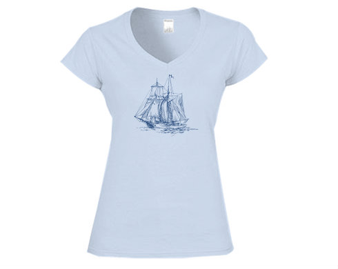 plachetnice Dámské tričko V-výstřih - Bílá