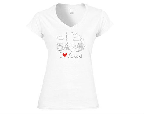 I Love Paris Dámské tričko V-výstřih - Bílá