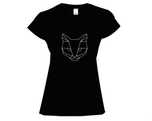 Cat polygon Dámské tričko V-výstřih - Bílá