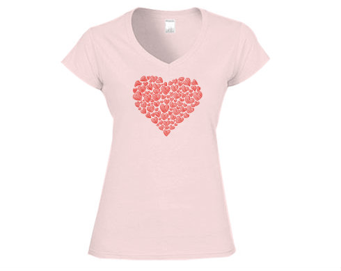 Zamilované srdce Dámské tričko V-výstřih - Bílá