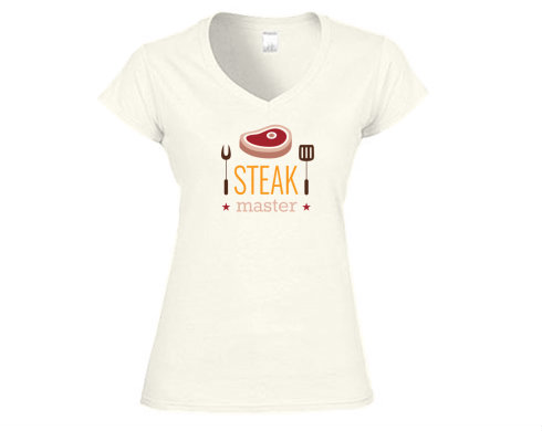 Steak master Dámské tričko V-výstřih - Bílá