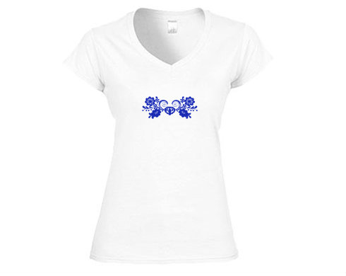 Cibulák ornament Dámské tričko V-výstřih - Bílá