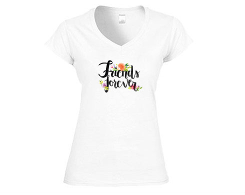 Friends forever Dámské tričko V-výstřih - Bílá
