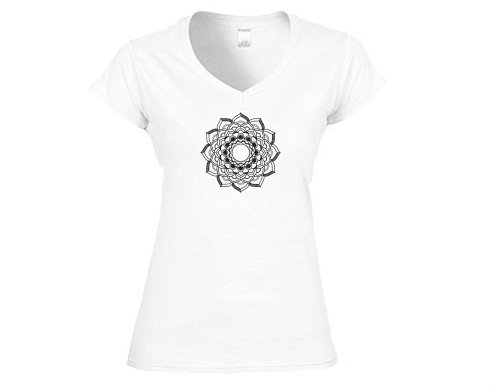 Mandala Dámské tričko V-výstřih - Bílá