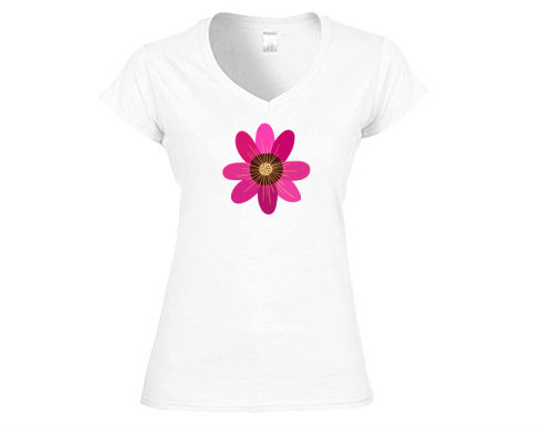Květina Dámské tričko V-výstřih - Bílá