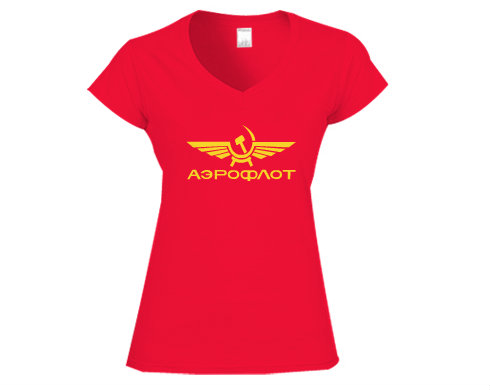 Aeroflot Dámské tričko V-výstřih - Bílá
