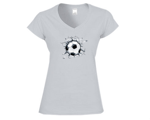 Fotbalový míč Dámské tričko V-výstřih - Bílá
