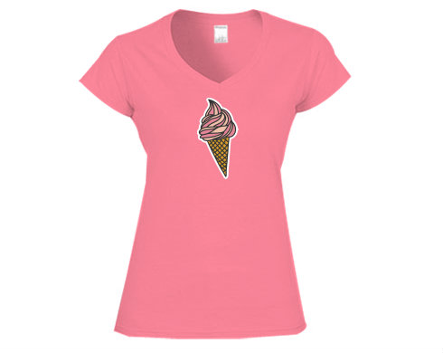 Zmrzlina samolepka Dámské tričko V-výstřih - Bílá