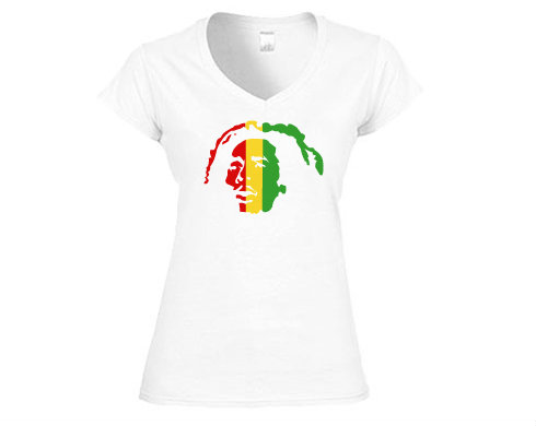 Bob Marley Dámské tričko V-výstřih - Bílá