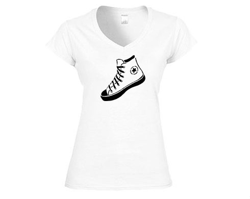 Converse Dámské tričko V-výstřih - Bílá
