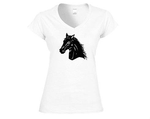 Kůň  Dámské tričko V-výstřih - Bílá