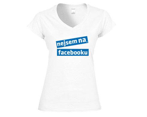 Nejsem na facebooku Dámské tričko V-výstřih - Bílá