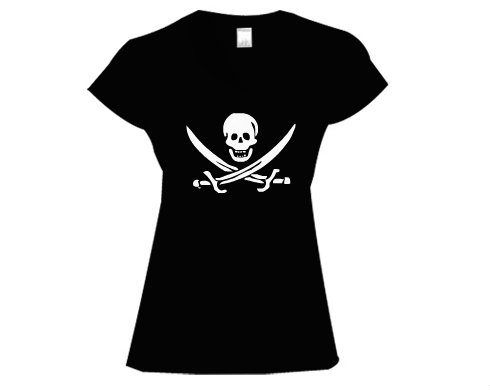 Pirát Dámské tričko V-výstřih - Bílá