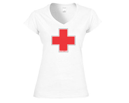 Rescue Dámské tričko V-výstřih - Bílá