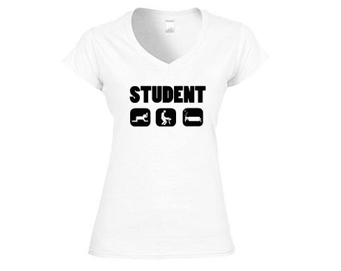 Student Dámské tričko V-výstřih - Bílá