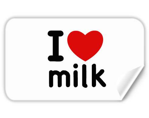 I Love milk Samolepky obdelník - Bílá