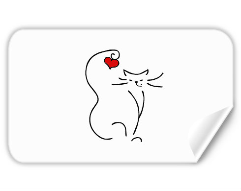 Love cat Samolepky obdelník - Bílá
